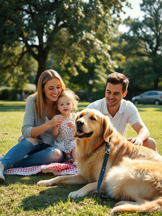 Family photo with their dog