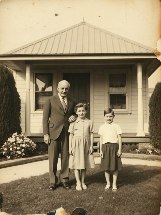 Damaged old family photo